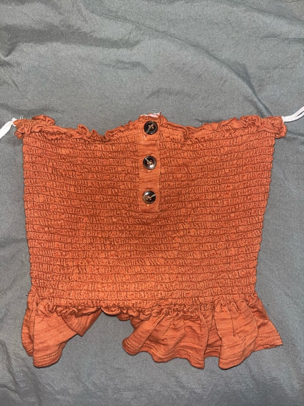 Smocked Ruffle Crop Top in Rust Orange